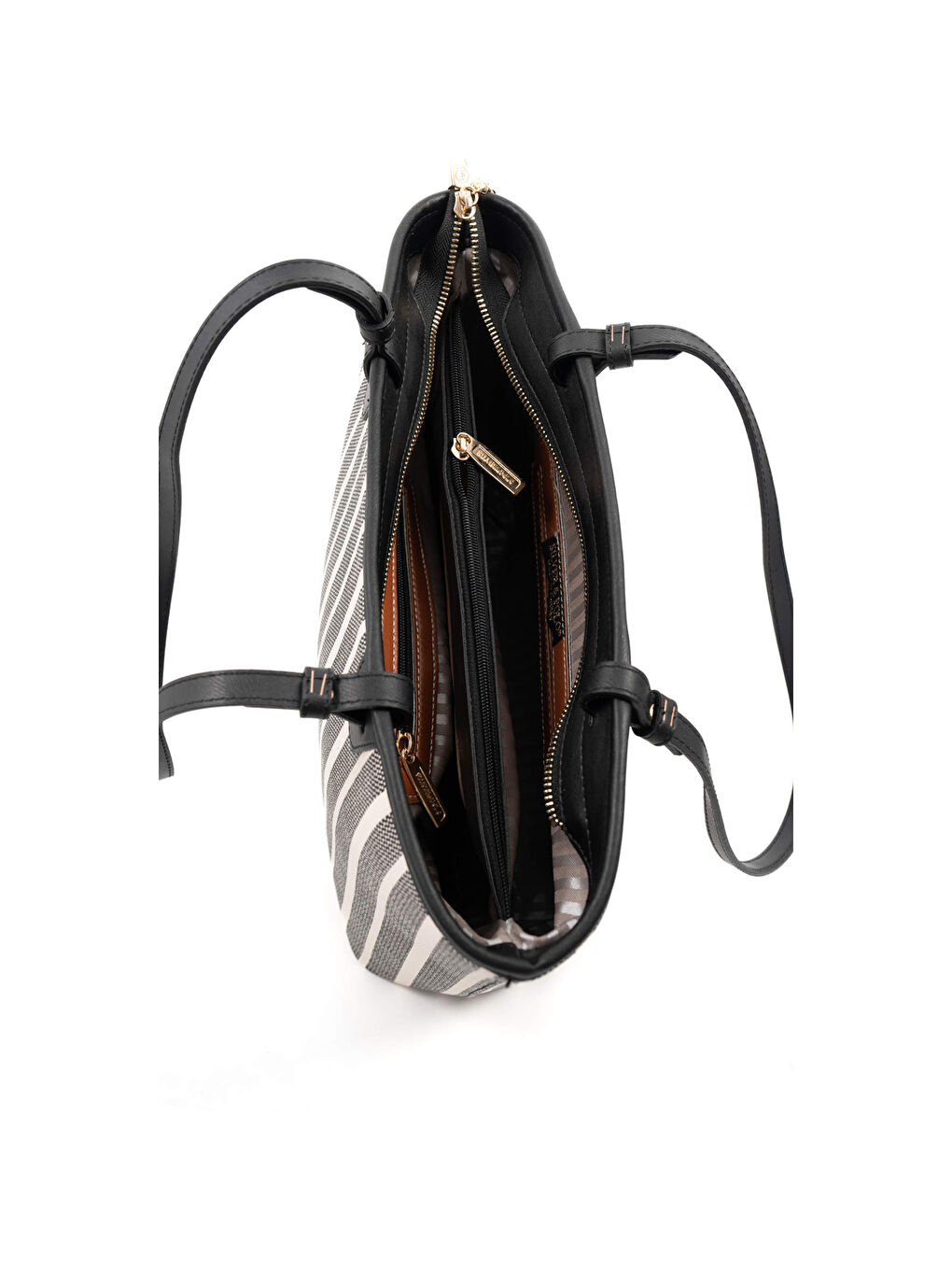 Gri Kadın Omuz Çantası 1204-47832 SILVER POLO BAYAN ÇANTASI M178 FÜME-MAT SİYAH-5