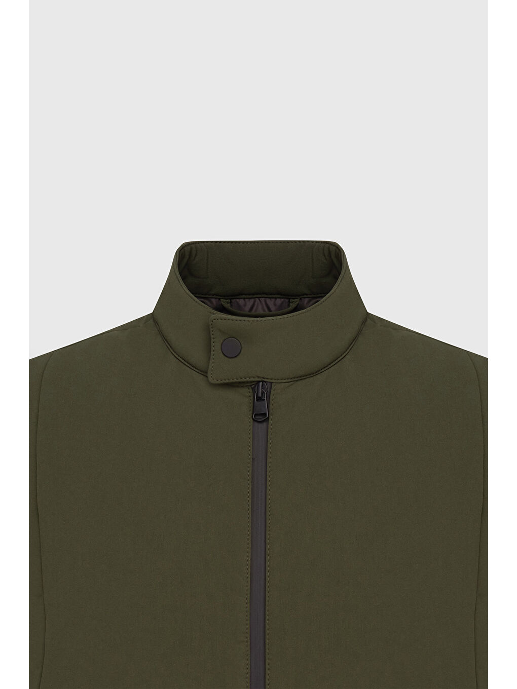 Erkek Haki Standart Fit Normal Kesim Dik Yaka Casual Yelek-8