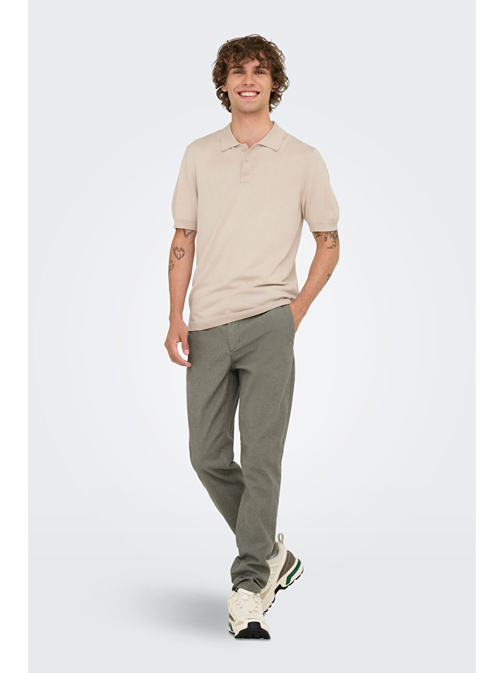 Bej Onswyler Normal Kalıp Düğmeli Polo Yaka T Shirt 22022219-2