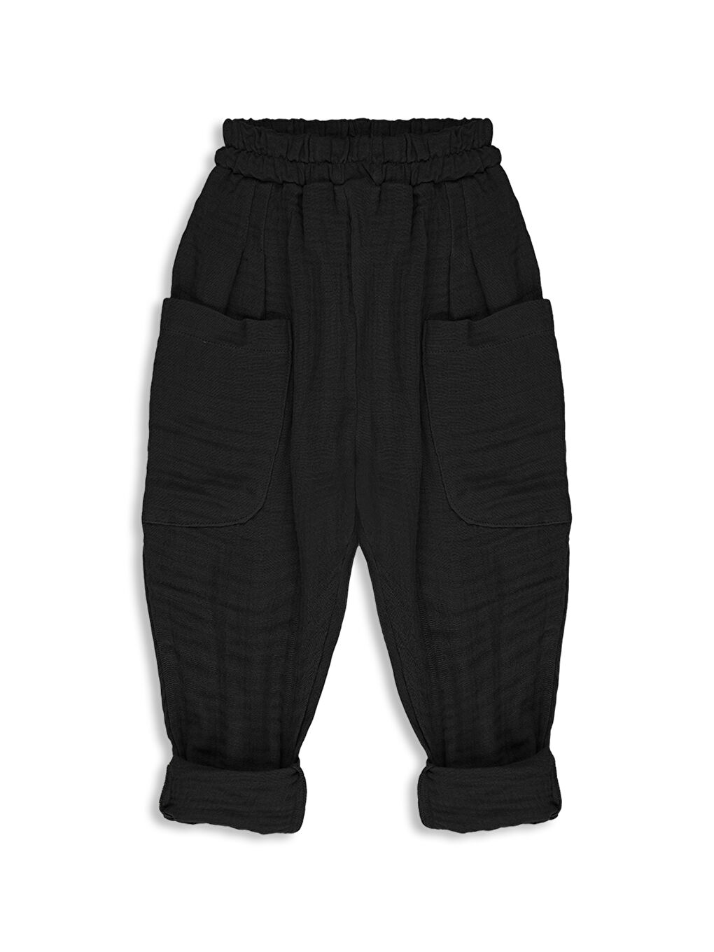 Lila 2'li Paket Boyfriend Müslin Pantolon ( Siyah ve Ekru )-1