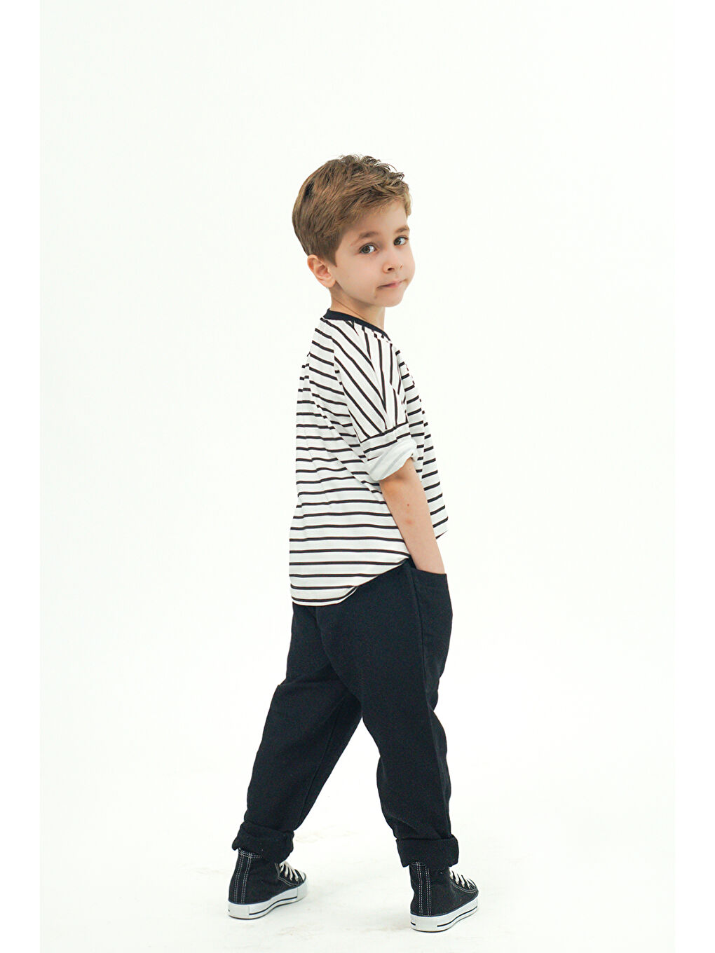 Lila 2'li Paket Boyfriend Müslin Pantolon ( Siyah ve Ekru )-4