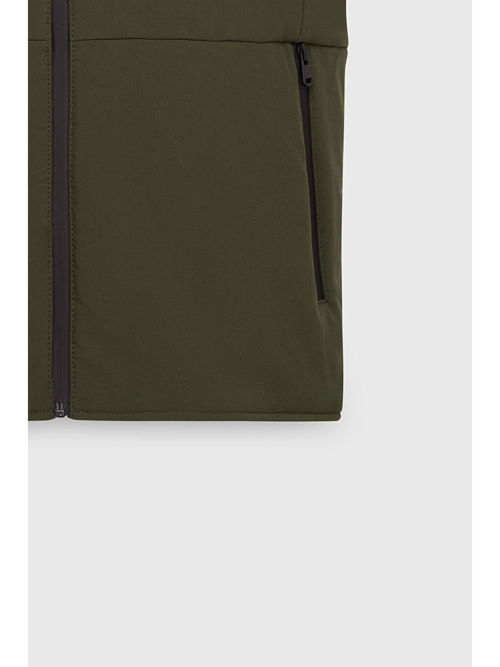 Erkek Haki Standart Fit Normal Kesim Dik Yaka Casual Yelek-9