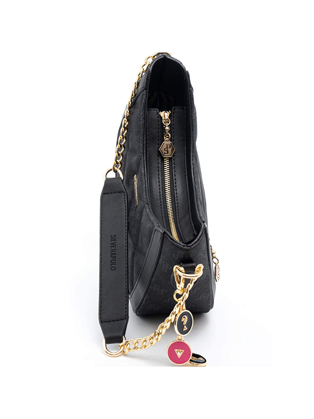 Siyah Kadın Omuz Çantası 1168-46043 SILVER POLO BAYAN ÇANTASI M178 SİYAH-MAT SİYAH-6