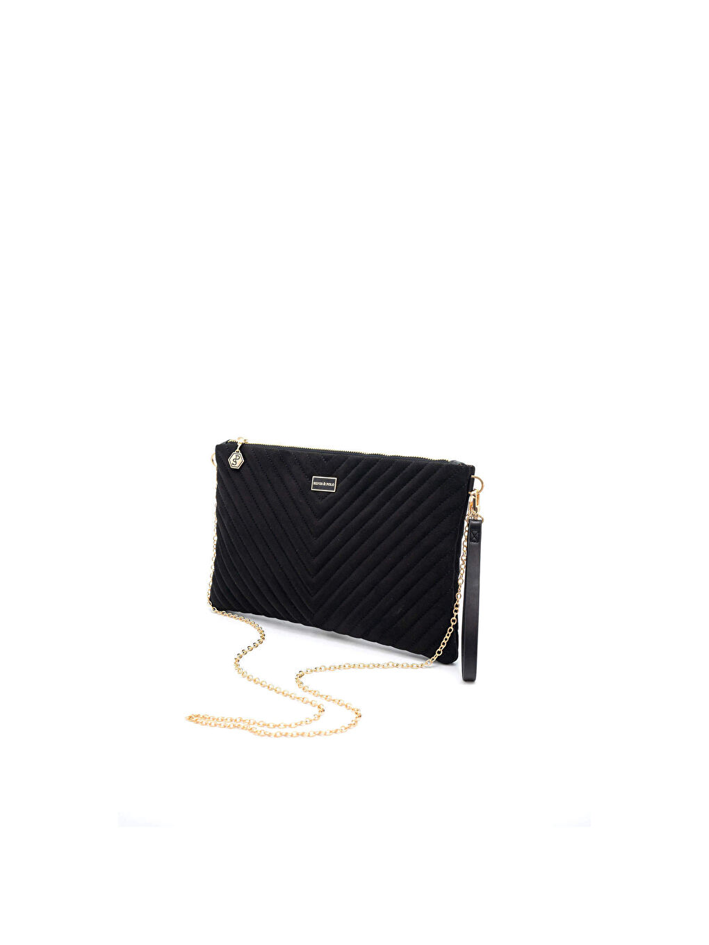 Siyah Kadın Portföy Çantası 1034-45880 SILVER POLO CLUTCH M152 SÜET SİYAH-V SÜET SİYAH-3
