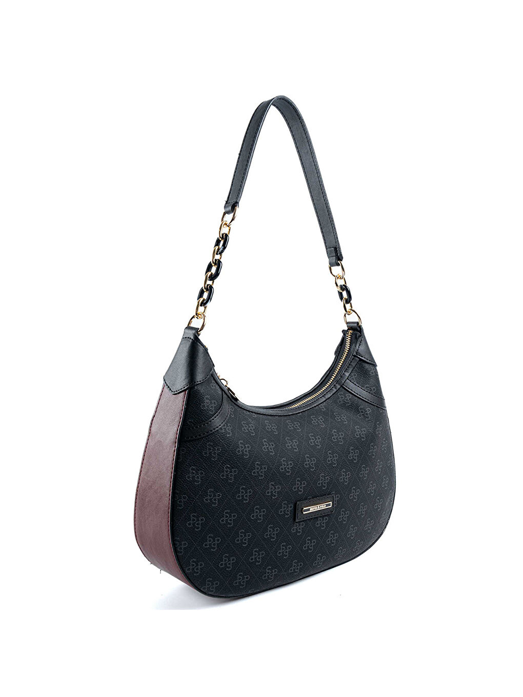 Siyah Kadın Omuz Çantası 1255-48141 SILVER POLO M178 SİYAH-MAT SİYAH-BORDO-1