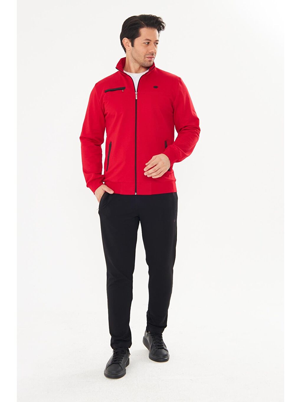 Kırmızı Pamuklu Kumaş Erkek Eşofman Takımı Fm19102