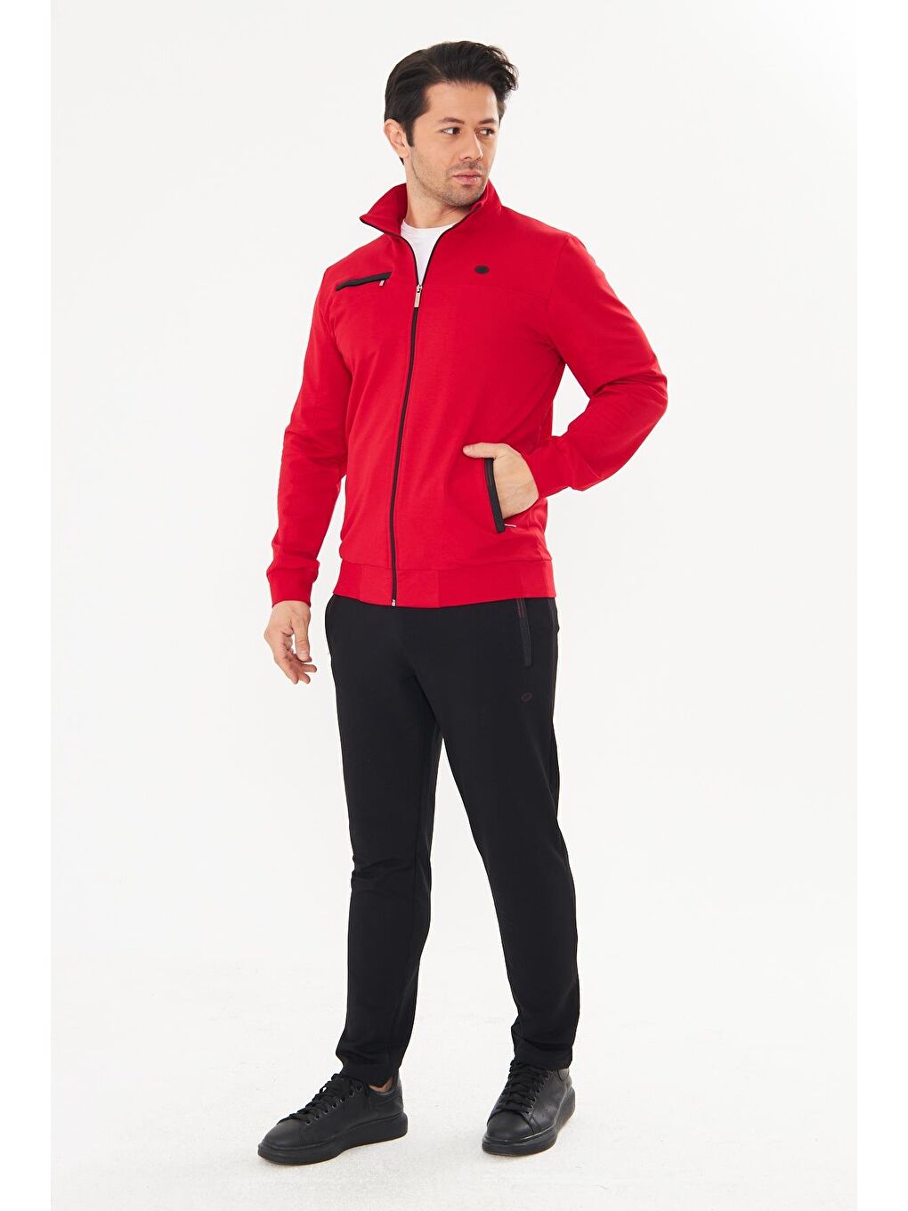 Kırmızı Pamuklu Kumaş Erkek Eşofman Takımı Fm19102-1