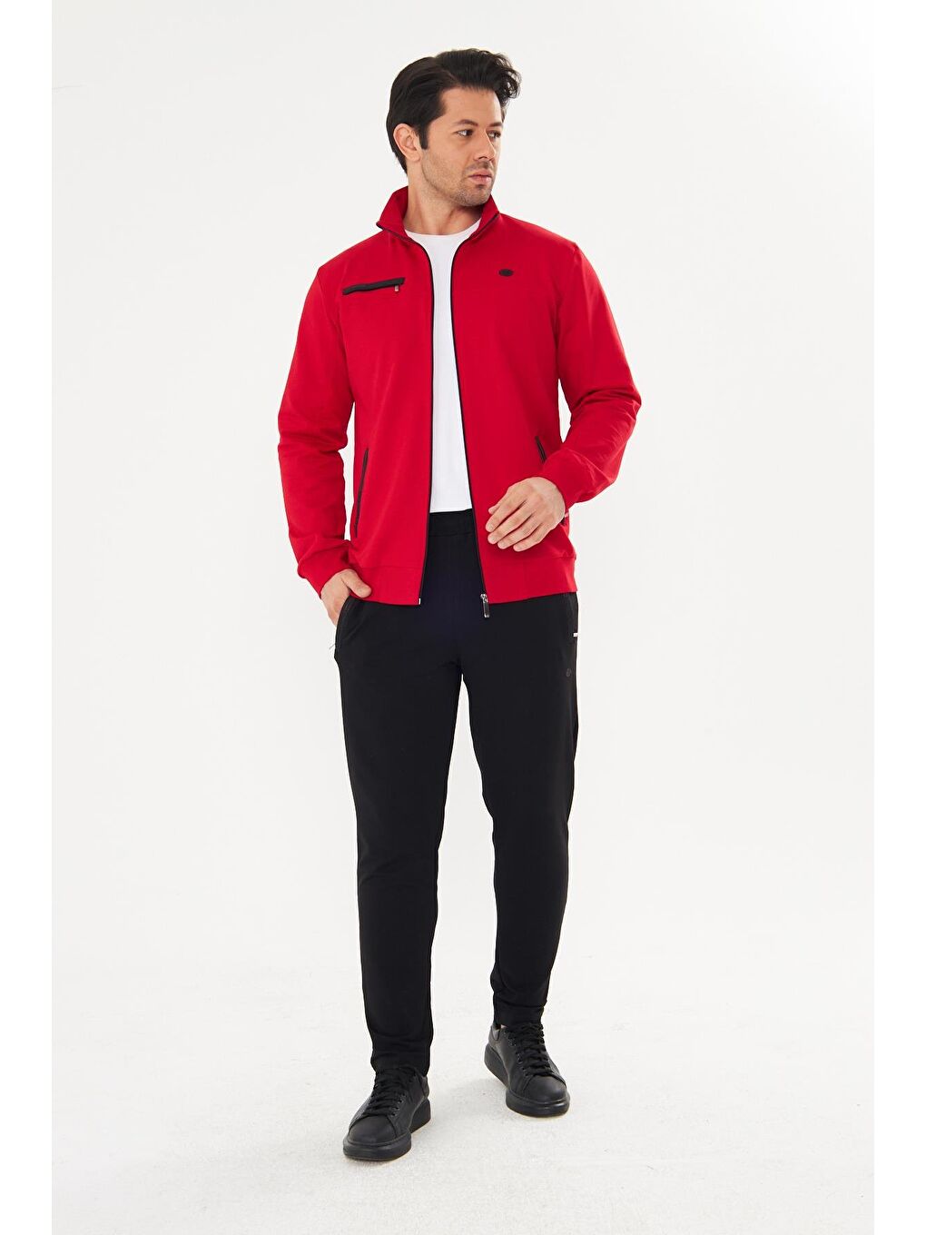Kırmızı Pamuklu Kumaş Erkek Eşofman Takımı Fm19102-7