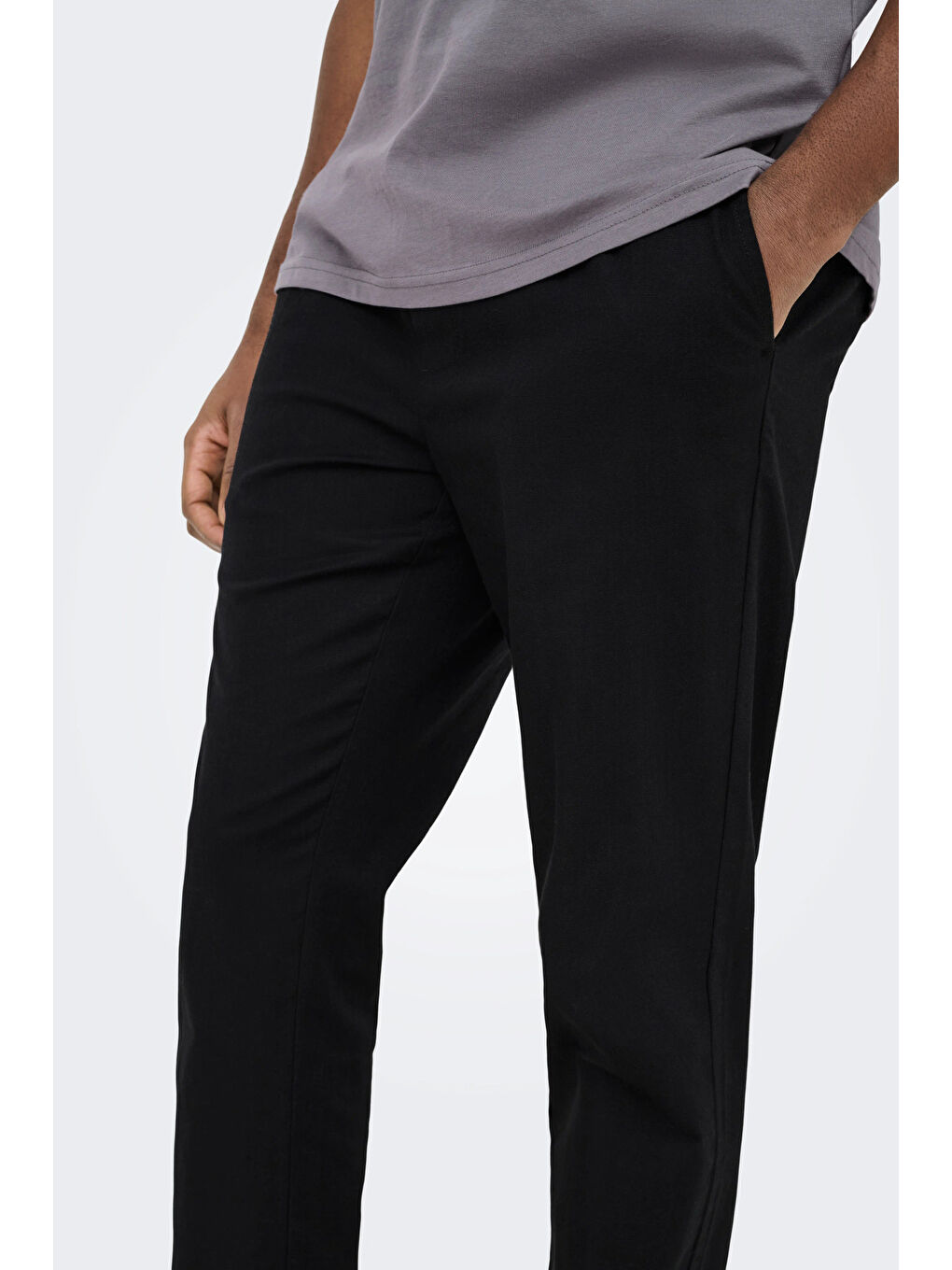 Siyah Onsreid  Pamuklu Normal Bel Dar Paça Pantolon 22036359-2