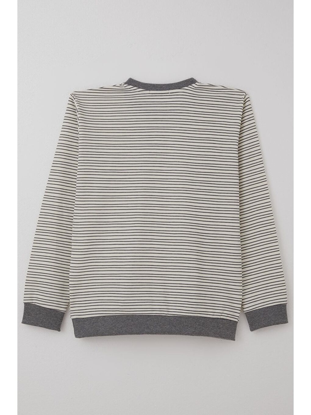 Erkek Çocuk Sweatshirt Arma Detaylı Çzgili Ekru (4-8 Yaş)-3