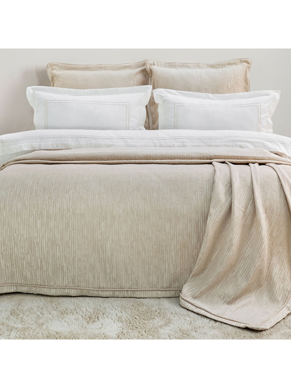 Home Pavia Şönil Yatak Örtüsü Nevresim Seti 7 Parça-Bej