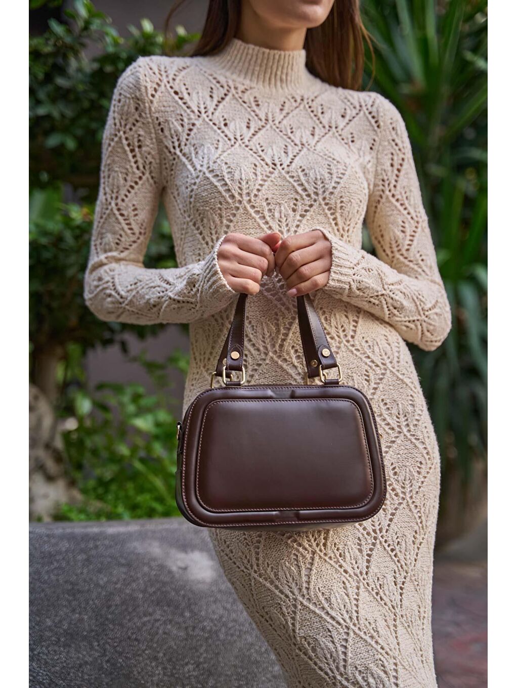 Deri El Ve Omuz Çantası Kahverengi-1