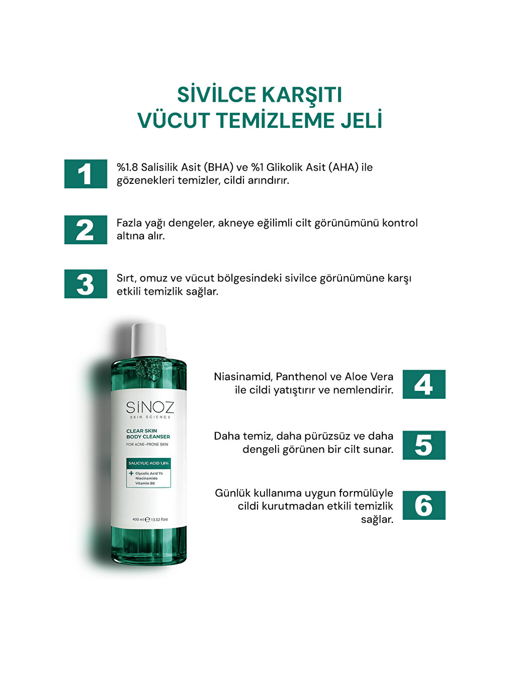 Clear Skin Body Cleanser Sivilce Karşıtı Vücut Temizleme Jeli 400 Ml-1