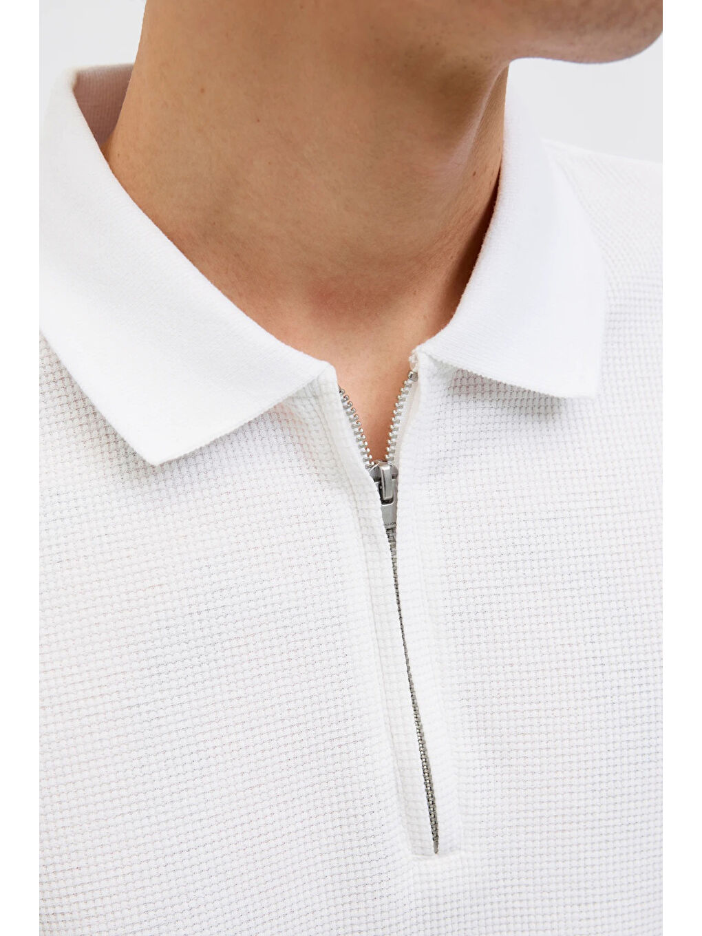 Beyaz Essentials Jjeaustin Normal Kalıp Fermuarlı Polo Yaka T Shirt 12279177-4