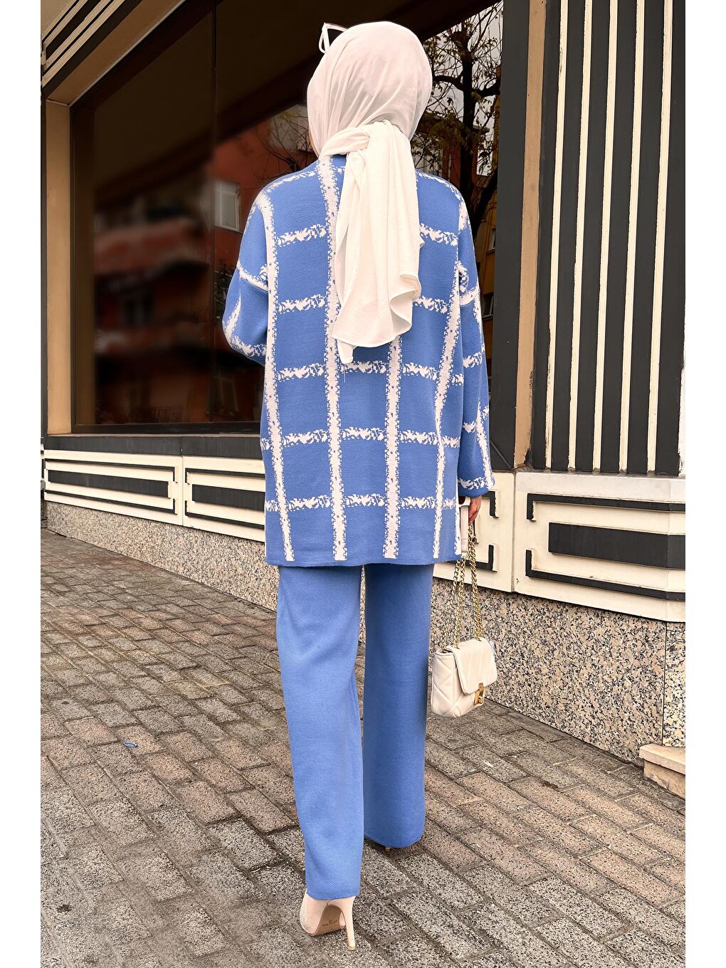 Orta Mavi Triko Tunik Kadın Pantolon - 21831-3