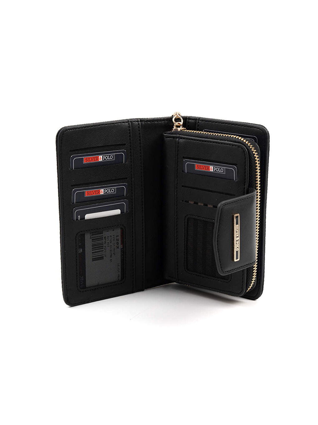 Siyah Kadın Baskılı Cüzdan 1202-47253 SILVER POLO BAYAN PORTFÖY M178 SİYAH-MAT SİYAH-3