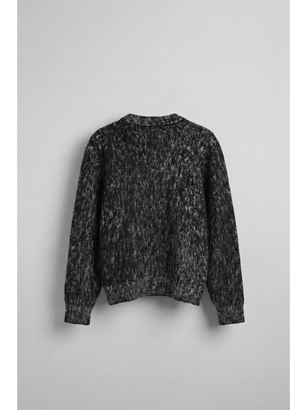 Erkek Regular Fit Desenli Triko Kazak Siyah-1