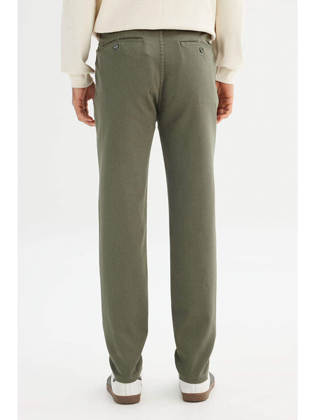 Regular Fit Normal Kesim Normal Bel Pamuklu Esnek Haki Chino Pantolon-4