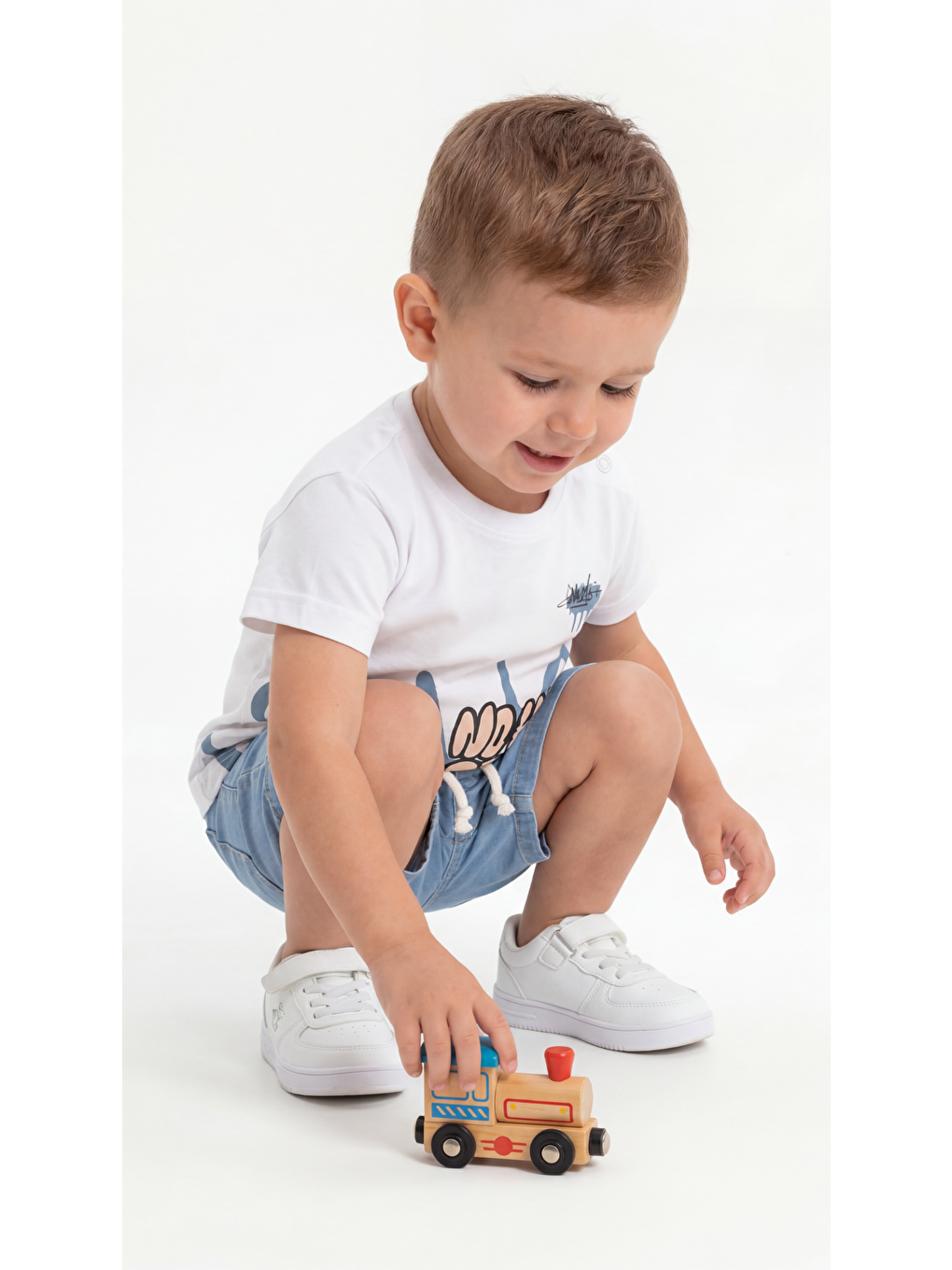 Beyaz No Drama Baskılı Erkek Bebek Alt Üst Takım-1