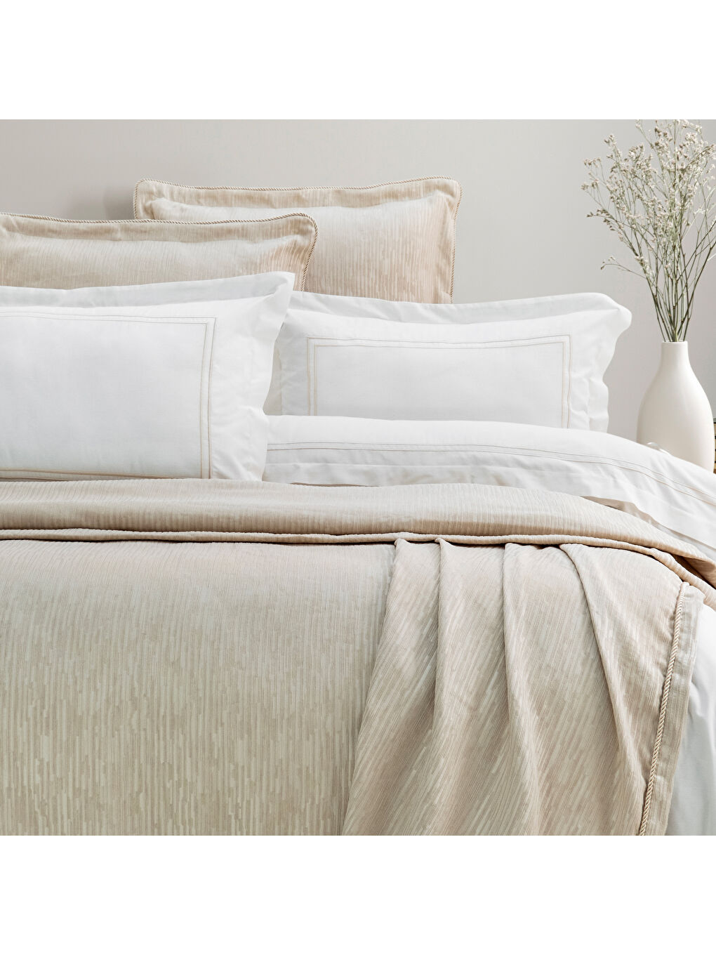 Home Pavia Şönil Yatak Örtüsü Nevresim Seti 7 Parça-Bej-2