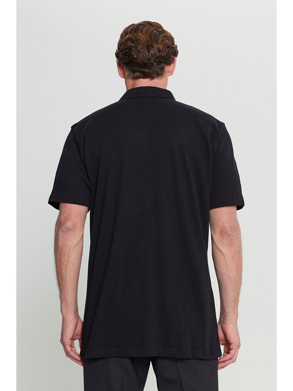 Erkek Siyah Pamuklu Comfort Fit Rahat Kesim Klasik Yaka Örme Gömlek-4