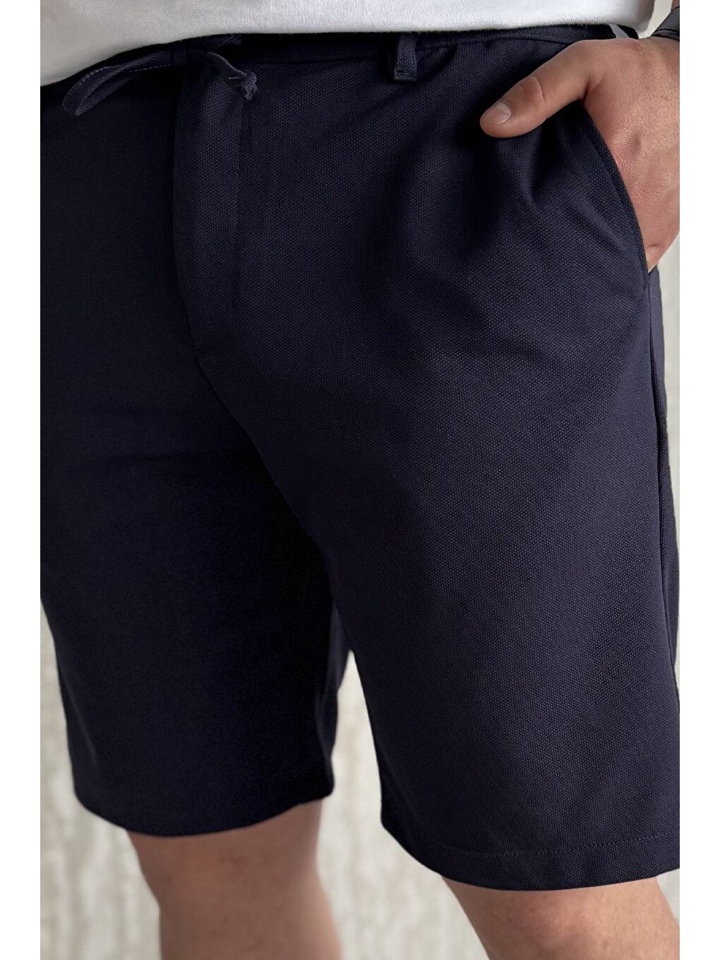 Lacivert Erkek Bel Lastikli Şort-3