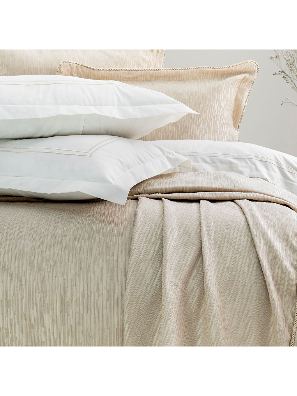 Home Pavia Şönil Yatak Örtüsü Nevresim Seti 7 Parça-Bej-3