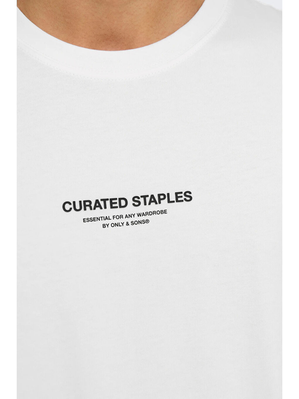 Ekru Onscurated % 100 Pamuk Baskılı Bisiklet Yaka T Shirt 22030925-4