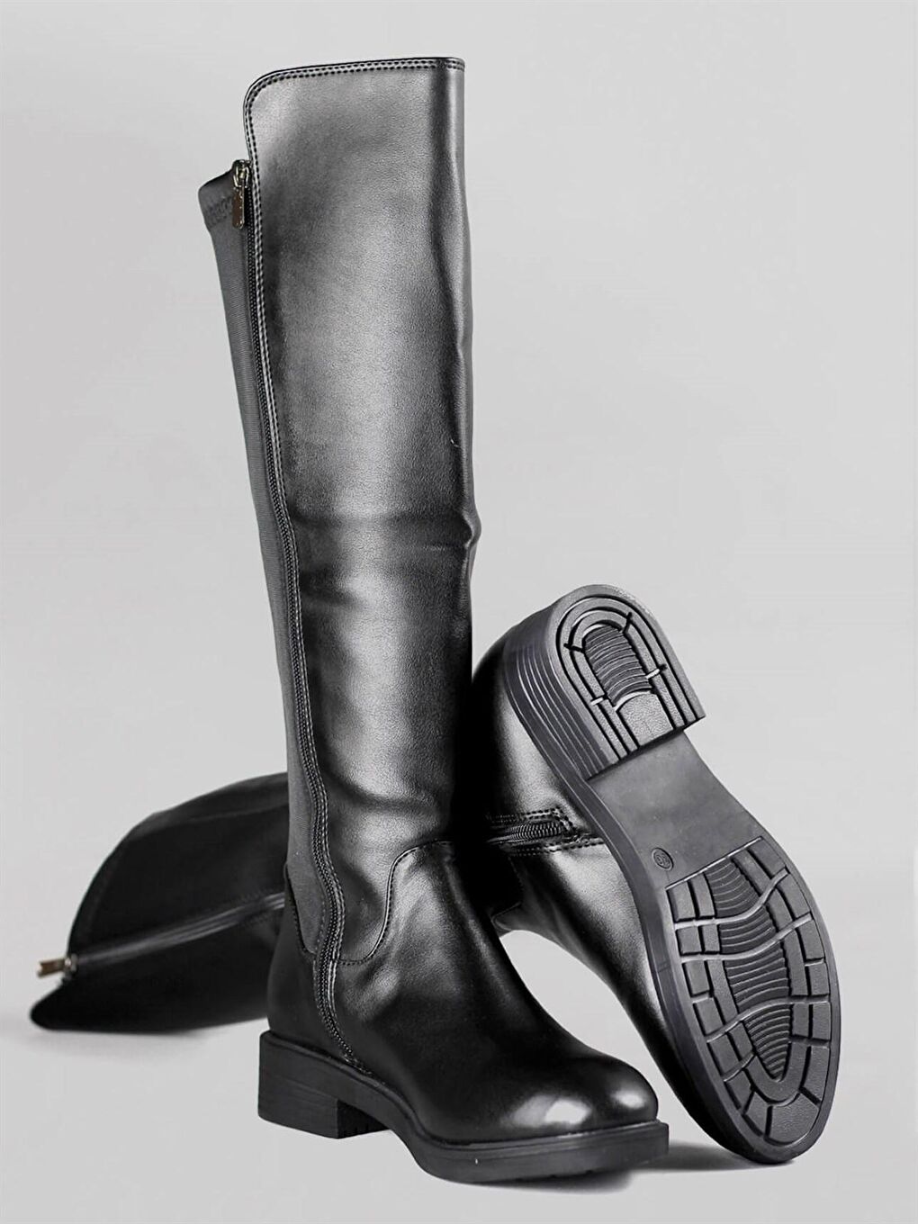 Siyah 6004Kadın Uzun Fermuarlı Çizme-3