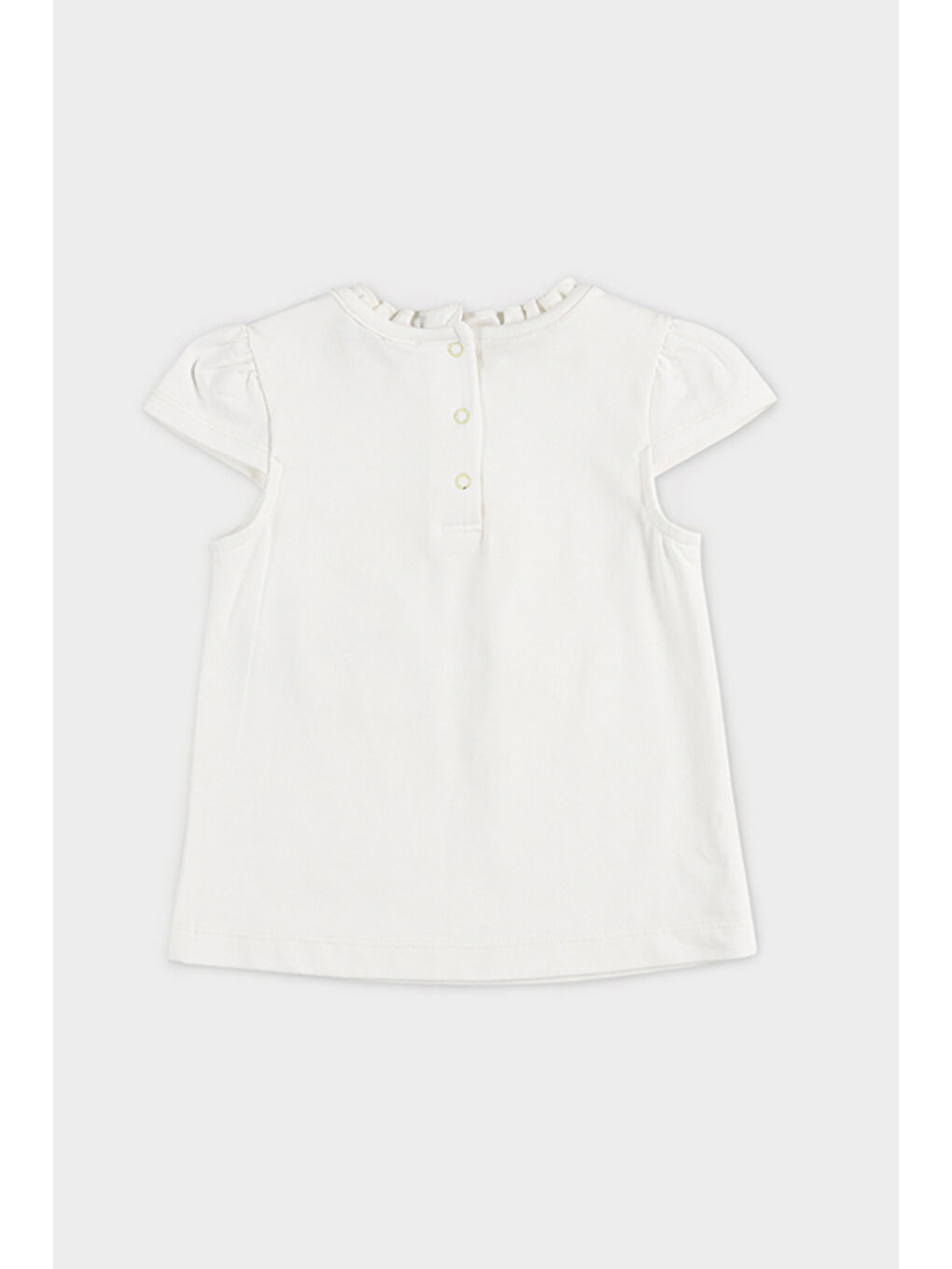 Kız Bebek Baskı Detaylı Kısa Kollu Ekru Tişört-1