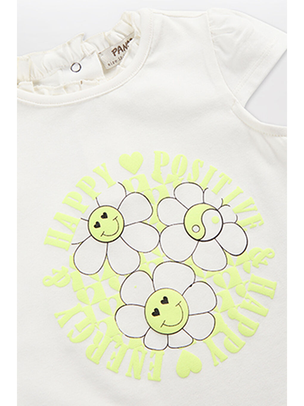 Kız Bebek Baskı Detaylı Kısa Kollu Ekru Tişört-2