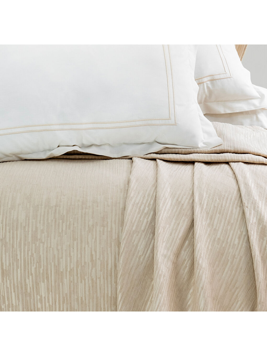 Home Pavia Şönil Yatak Örtüsü Nevresim Seti 7 Parça-Bej-4