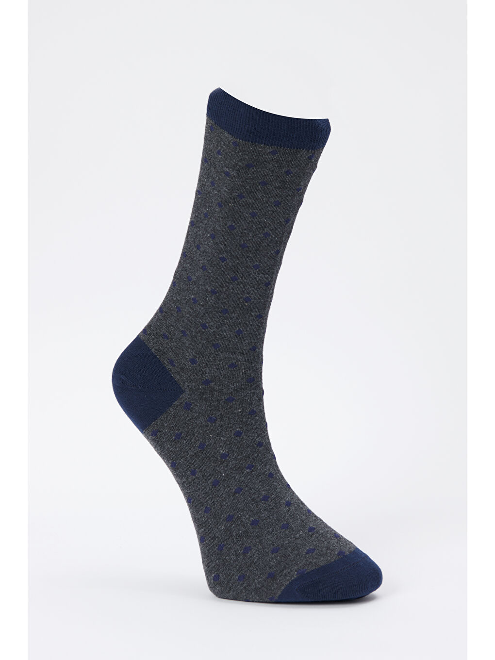 Erkek Gri-Lacivert Desenli Gri Lacivert Pamuklu Casual Soket Çorap