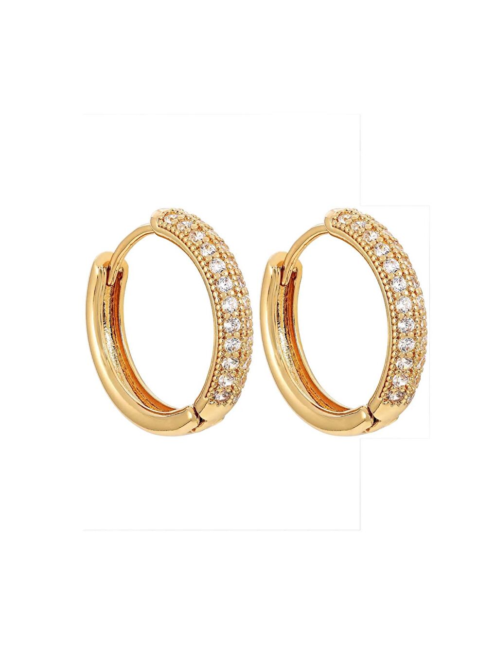 Sarı Zirkon Taşlı Altın Kaplama Tam Yuvarlak Küpe- 2 cm-3