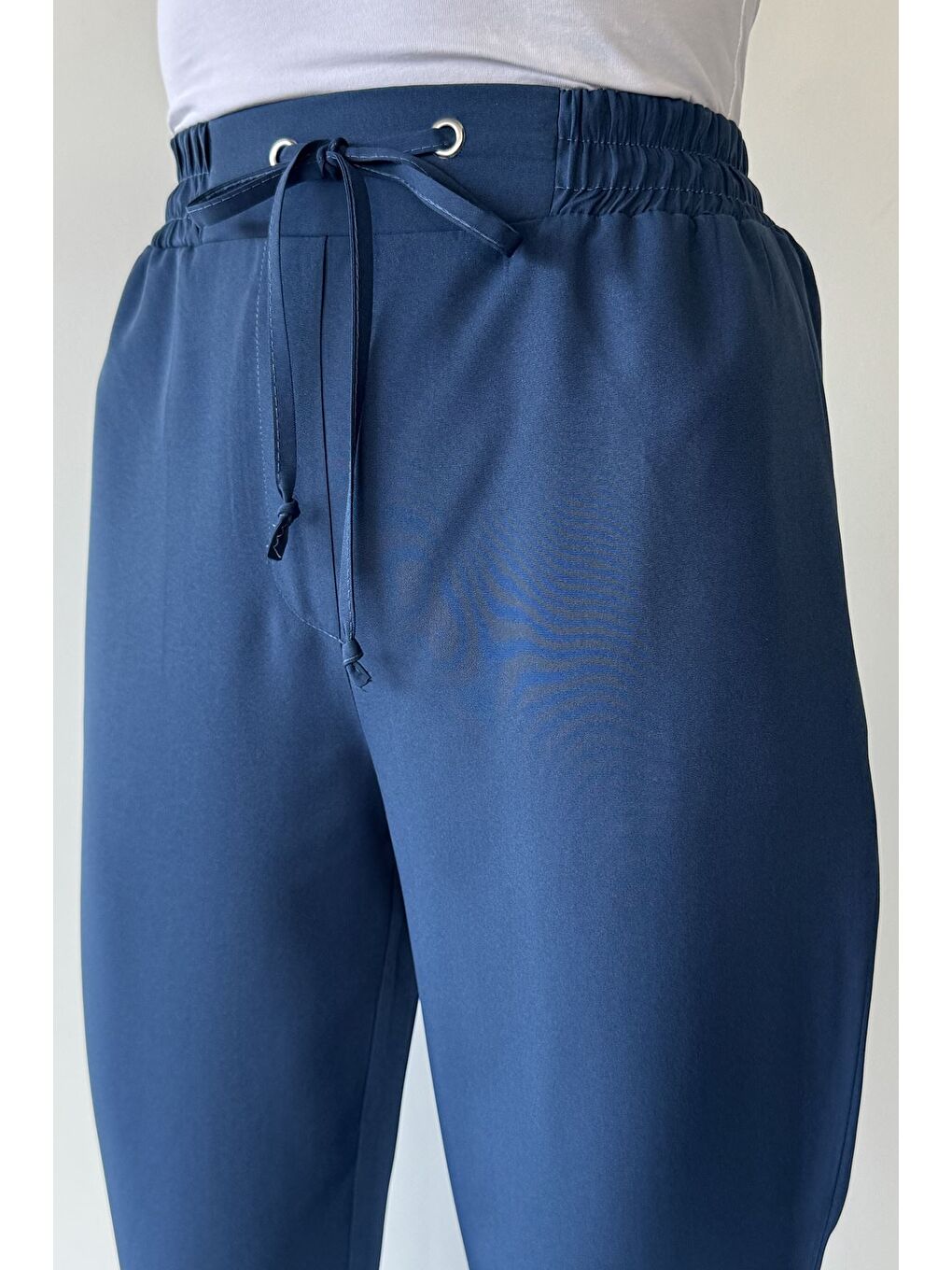 Lacivert Kadın Bel Lastikli Pantolon-3