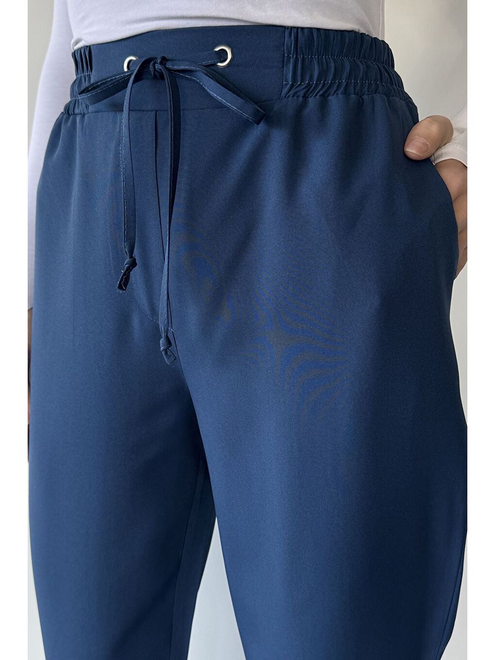 Lacivert Kadın Bel Lastikli Pantolon-4