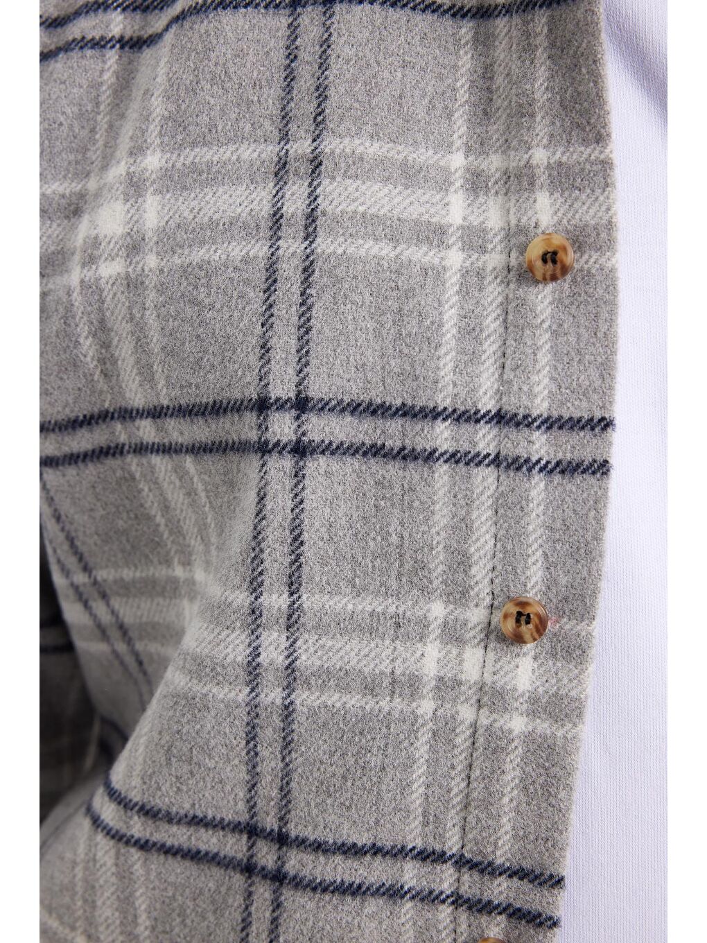 Gri Erkek Slim Fit Dar Kesim Kareli Kışlık Oduncu Gömlek-4