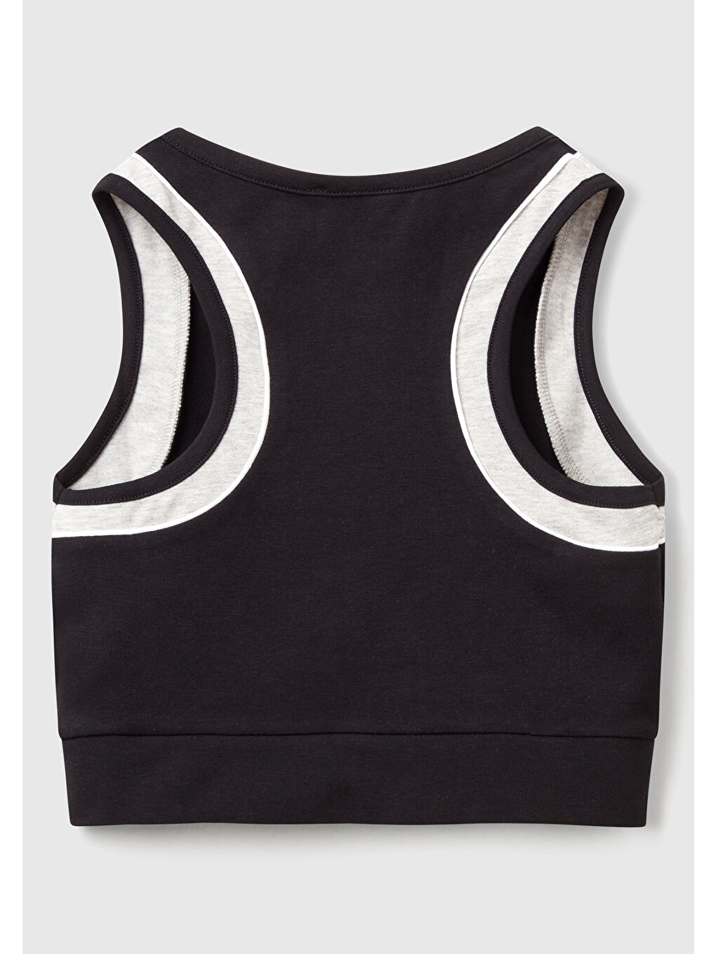 Kız Çocuk Siyah Streç Kumaş Kontrastlı Logo Etiketli Spor Bra-1