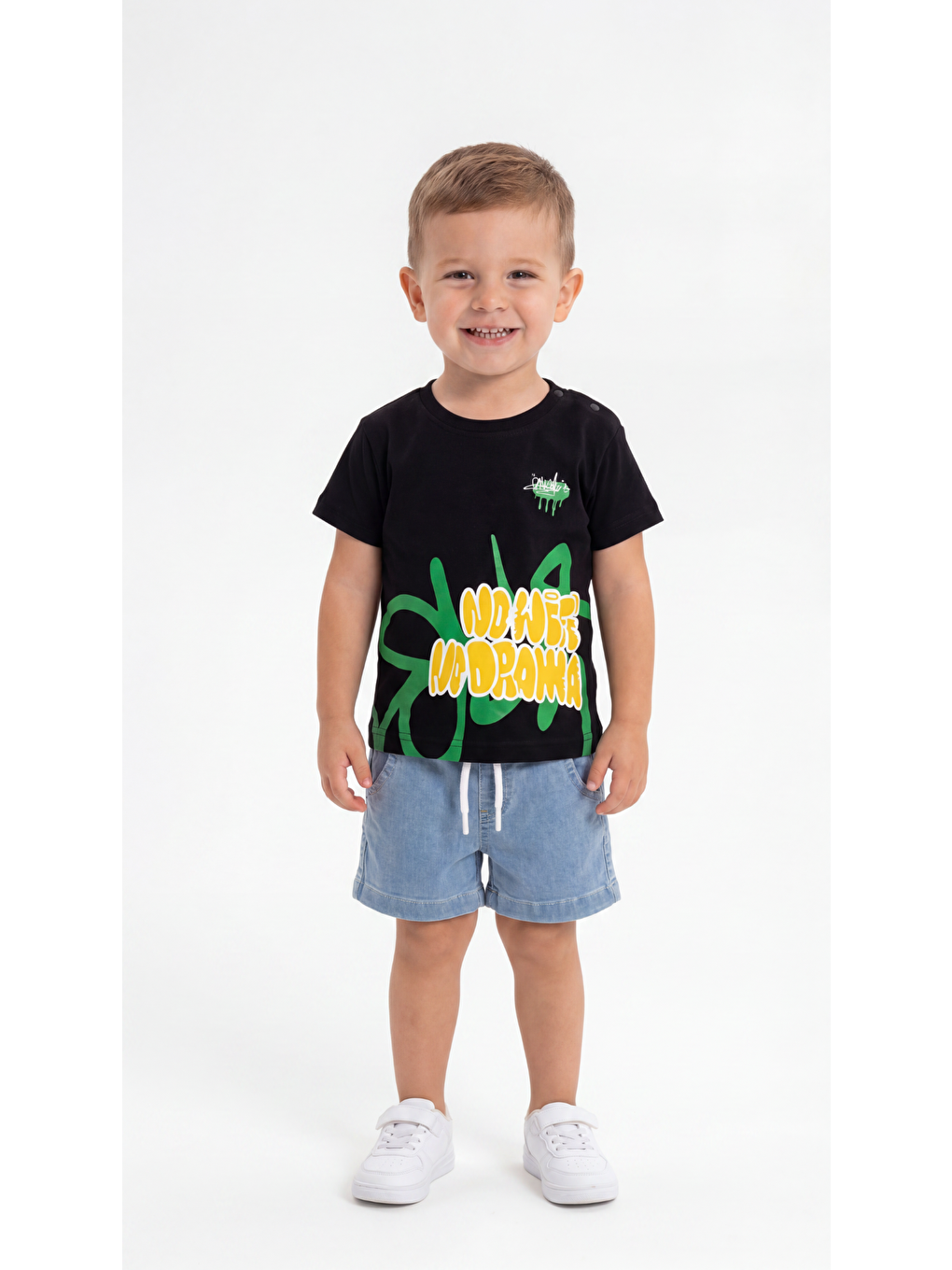 Siyah No Drama Baskılı Erkek Bebek Alt Üst Takım