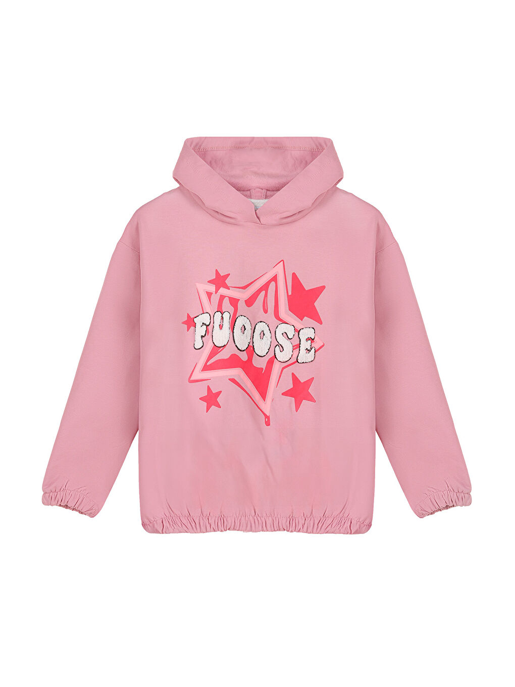 Pembe Kız Çocuk Kapüşonlu Uzun Kollu Sweatshirt