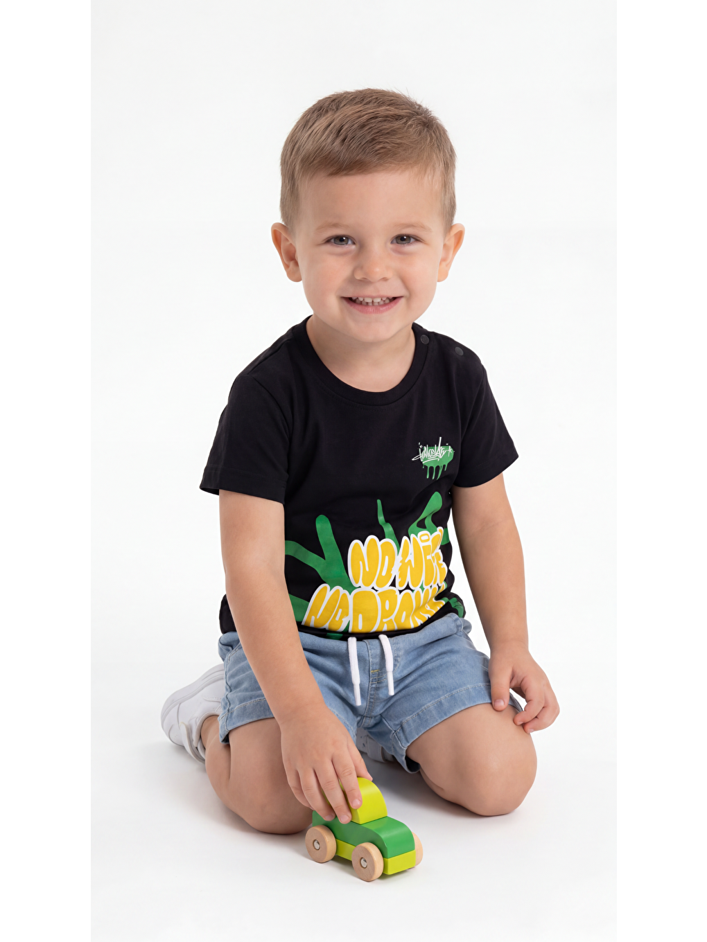 Siyah No Drama Baskılı Erkek Bebek Alt Üst Takım-1