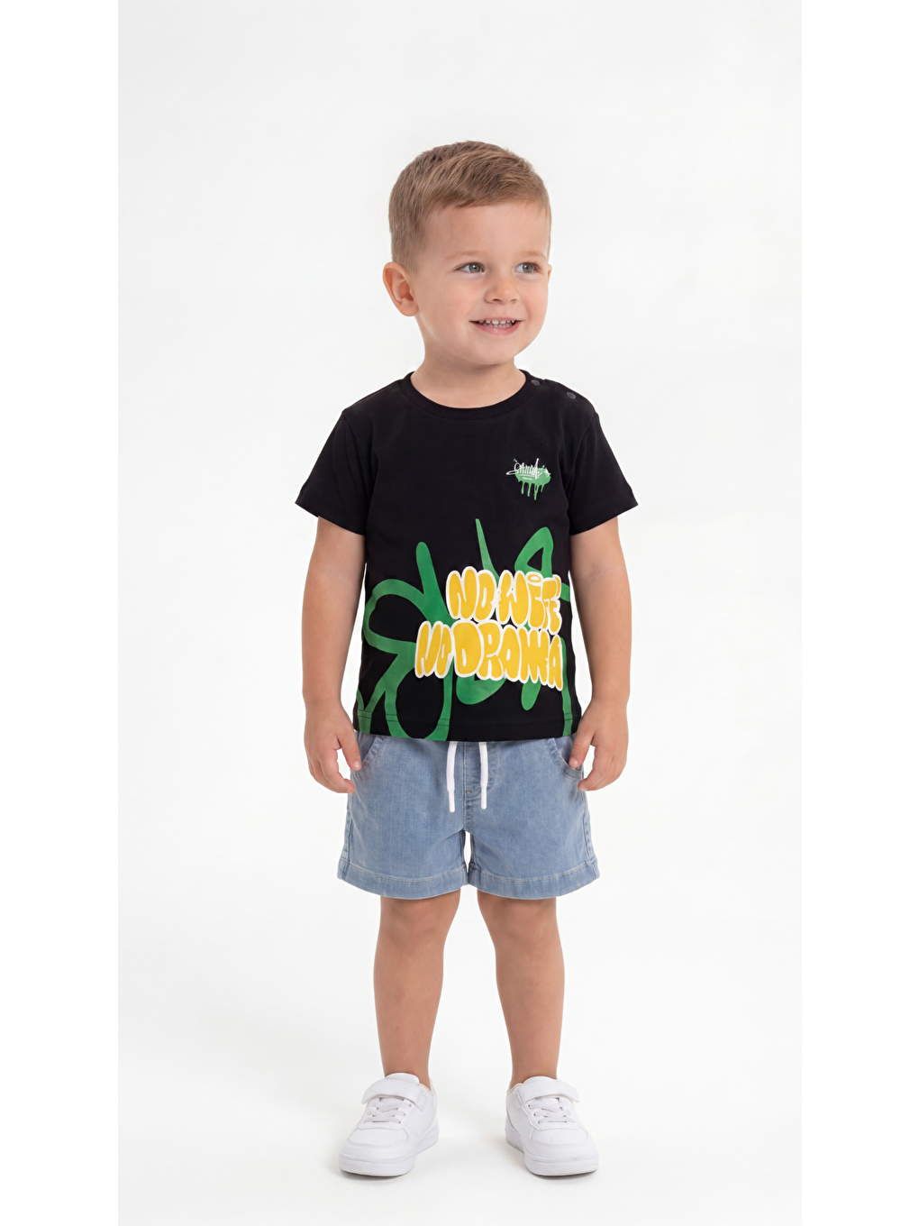 Siyah No Drama Baskılı Erkek Bebek Alt Üst Takım-2