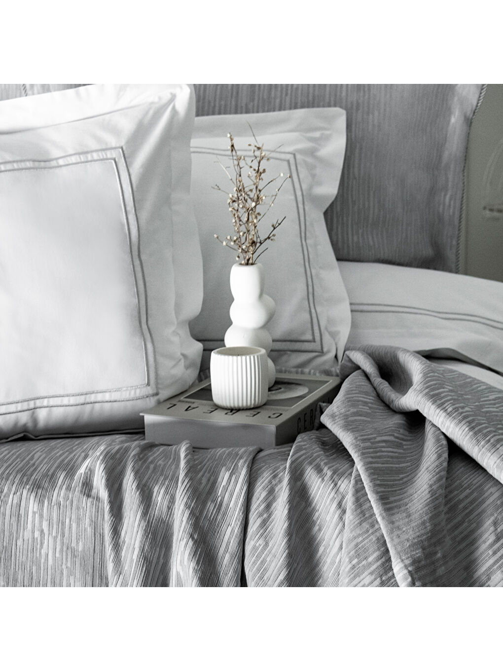 Home Pavia Şönil Çift Kişilik Yatak Örtüsü Nevresim Seti 7 Parça-Gri-7