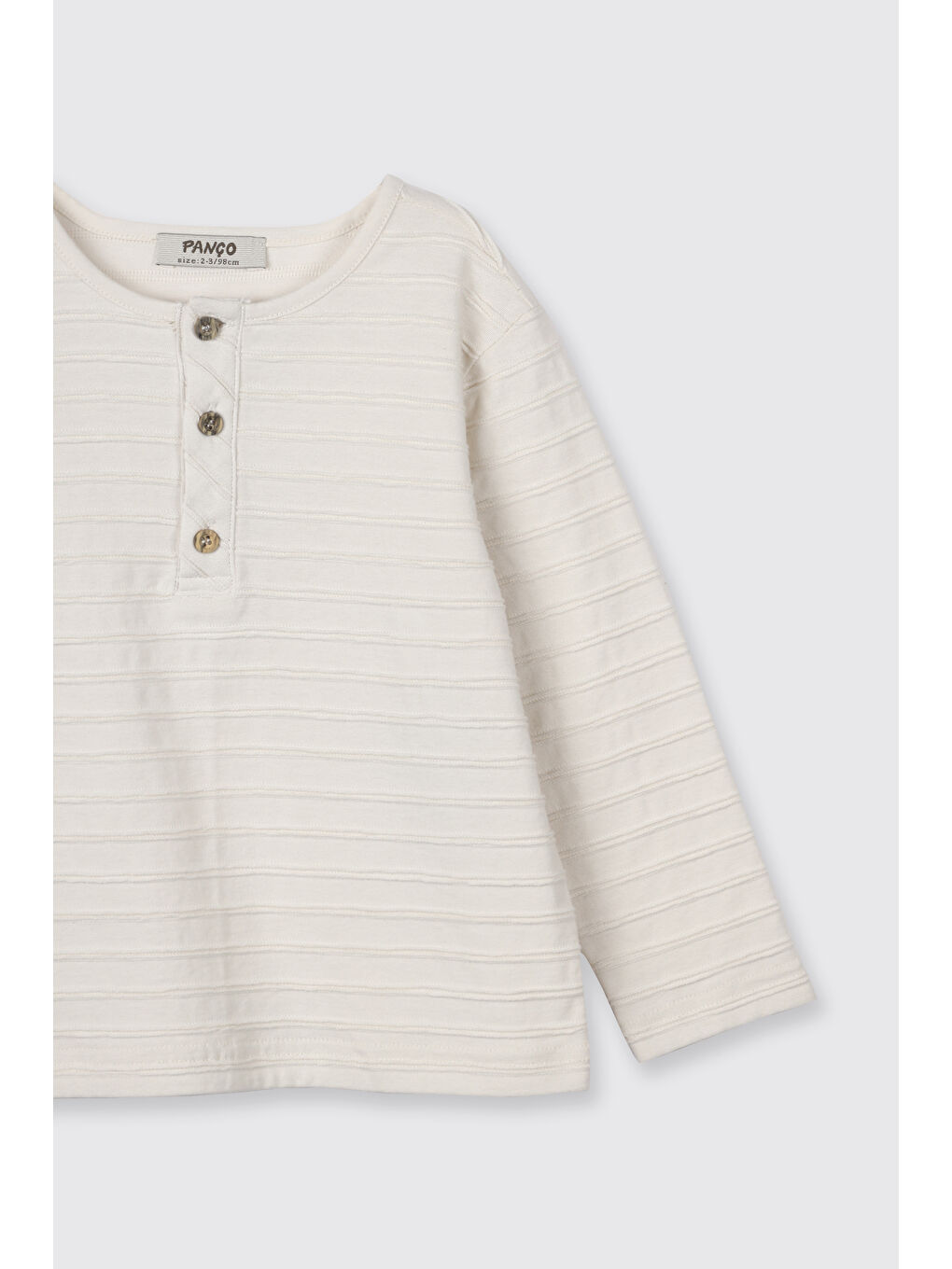 Erkek Çocuk Yakası Düğmeli T-Shirt Ekru-2
