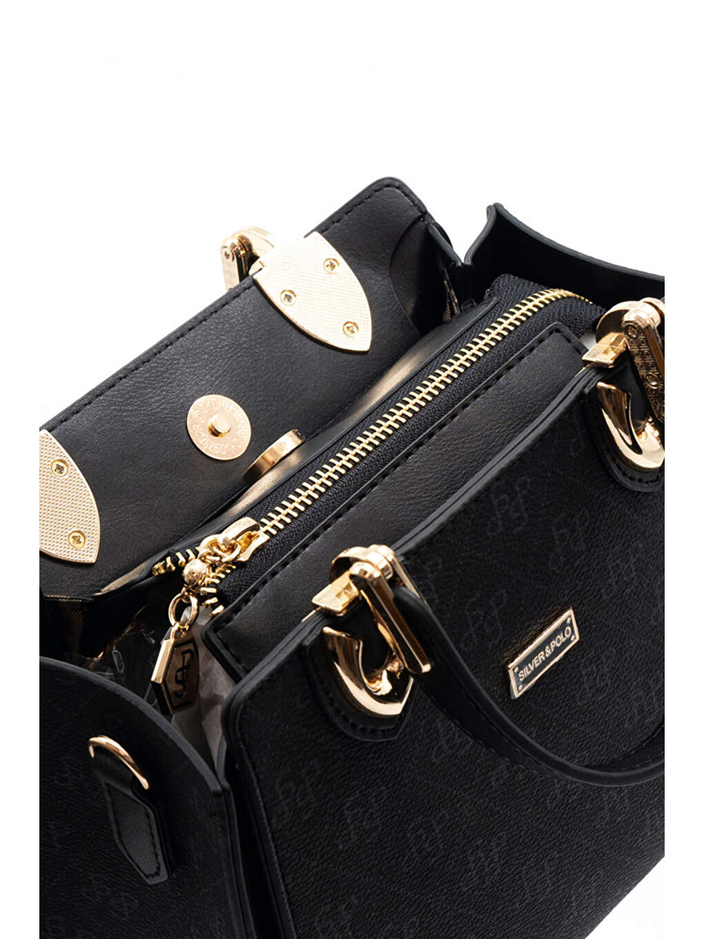 Siyah Kadın Kol Çantası 1133-45786 SILVER POLO BAYAN ÇANTASI M178 SİYAH-MAT SİYAH-5