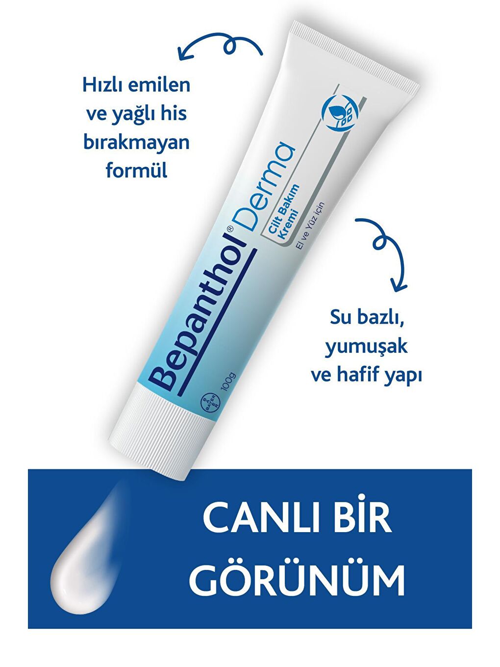 Bepanthol Şeffaf Derma Cilt Bakım Kremi 100g + Dudak Bakım Kremi 7.5ml + Bel Çantası Hediye - 1