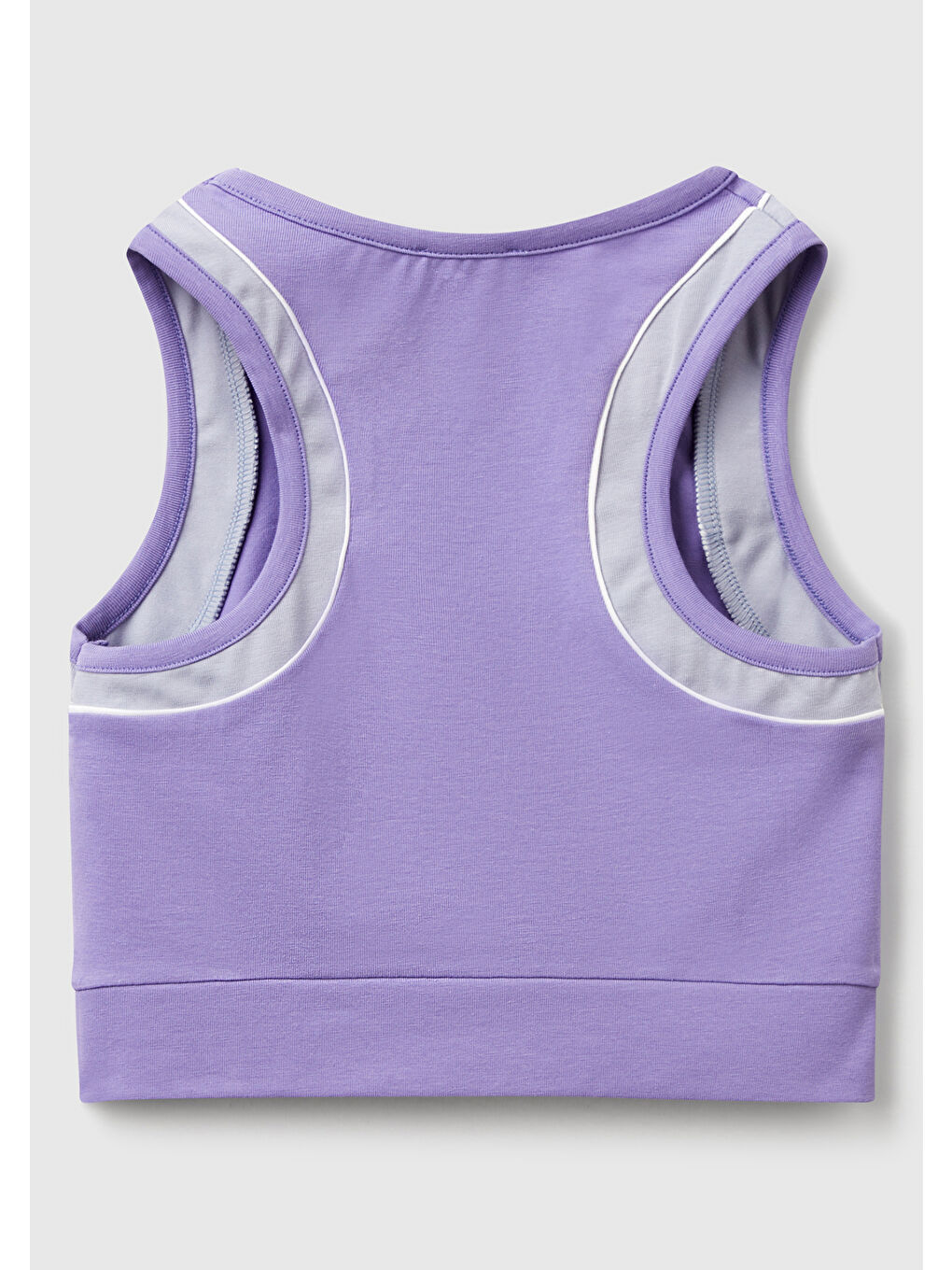 Kız Çocuk Mor Streç Kumaş Kontrastlı Logo Etiketli Spor Bra-1