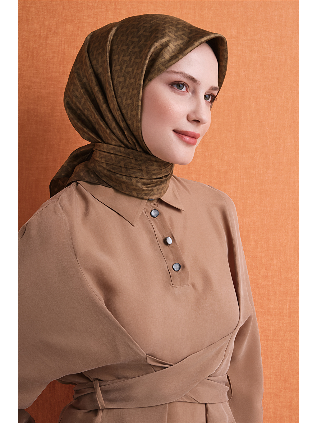 Kahverengi Saf İpek Twill Eşarp 9622d 06-1