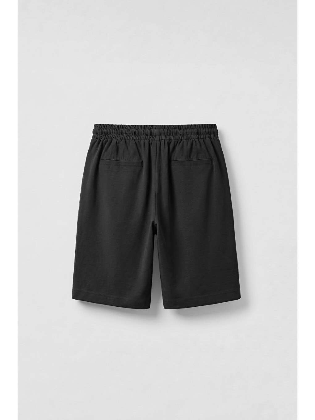 Erkek Relaxed Fit Lastikli Bel Kumaş Şort Siyah-1