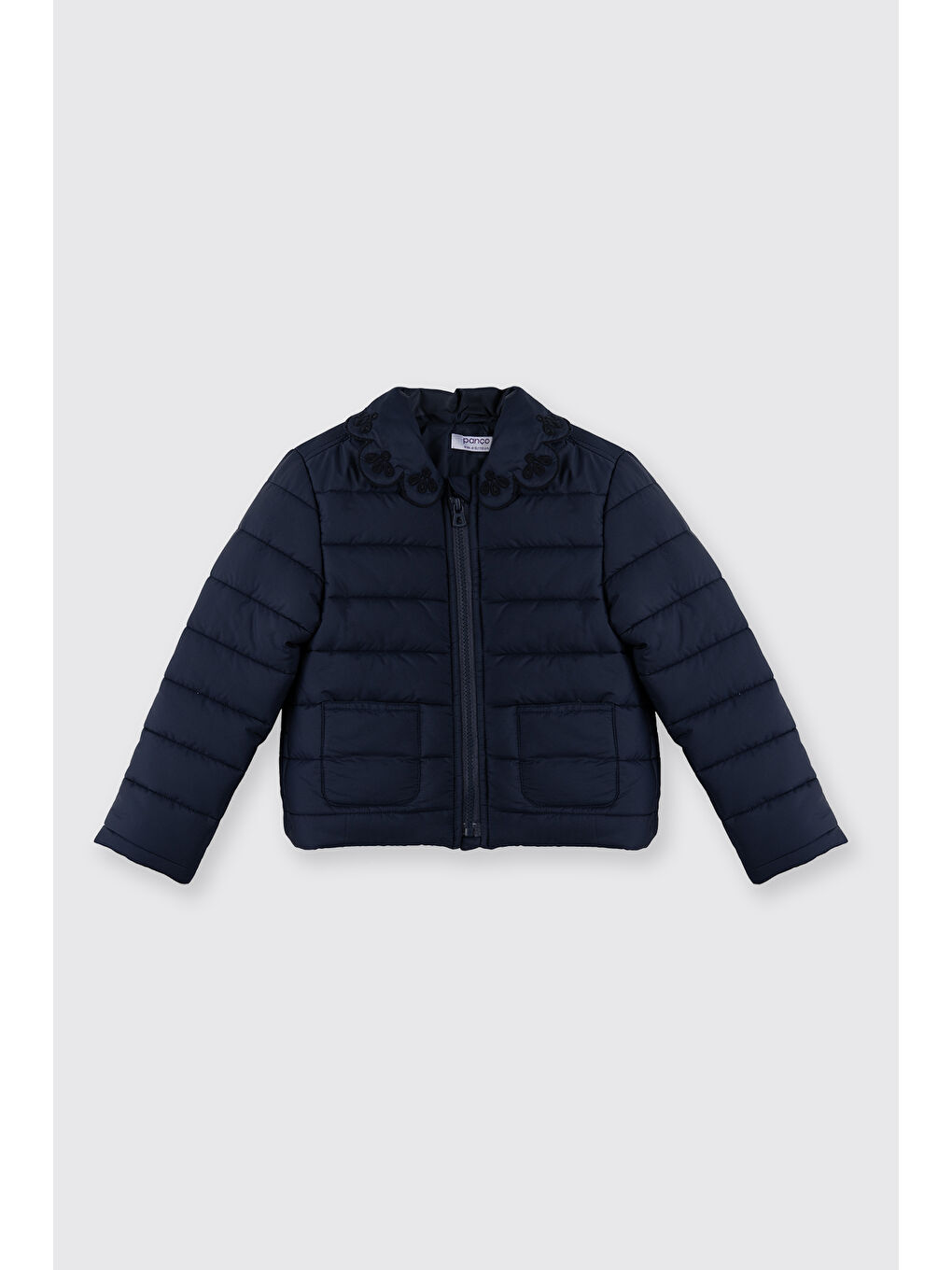 Kız Çocuk Yaka Detaylı Mont Lacivert